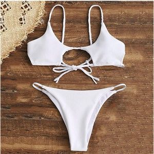 ZAFUL Womens Ribbed Cutout Bikini Sets